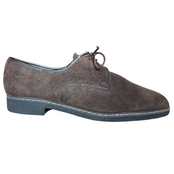 Vintage K Shoes Made in England Suede Dark Brown Leather Casual Derby Mens US 8 - Picture 1 of 15